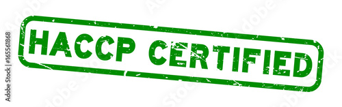 Grunge green HACCP certified rubber seal stamp on white background