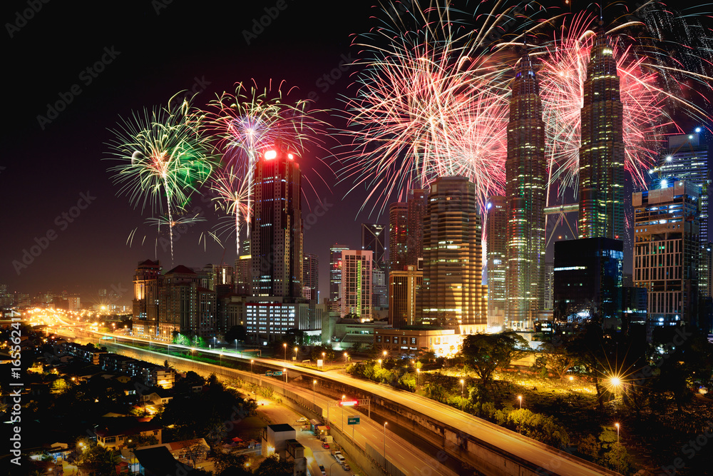 Firework over Kuala Lumpur city