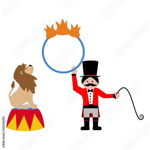 Lion and trainer