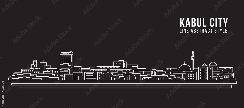 Cityscape Building Line art Vector Illustration design - Kabul city