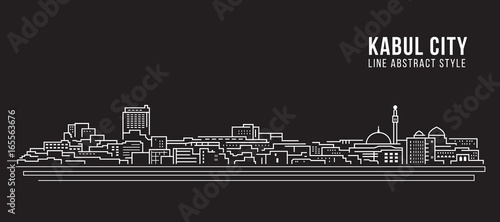 Cityscape Building Line art Vector Illustration design - Kabul city photo