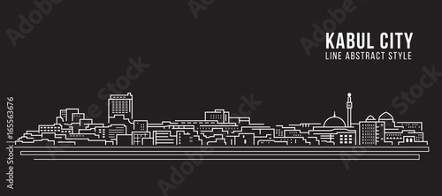 Cityscape Building Line art Vector Illustration design - Kabul city