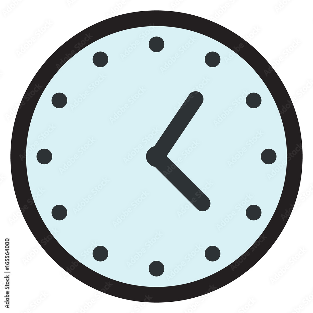Wall round analog clock face, watch icon, vector illustration flat style design isolated on white. Colorful graphics Wall round analog clock face, watch icon, vector illustration flat style design isolated on white. Colorful graphics