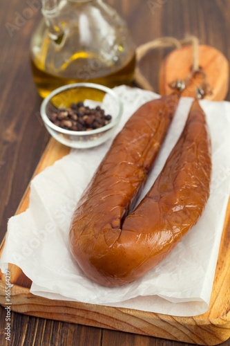 portuguese typical smoked sausage farinheira photo