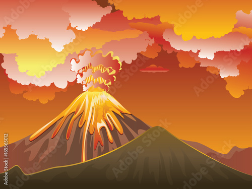 Cartoon Volcano Eruption