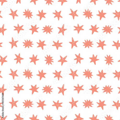 Vector seamless pattern with Christmas, Birthday party stars, isolated on white