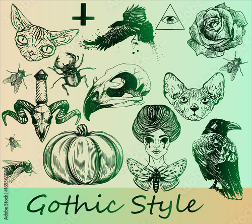 Big set of gothic stickers