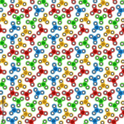 Seamless pattern with colorful spinners on white background