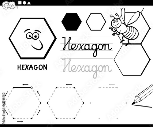 hexagon basic geometric shapes coloring page