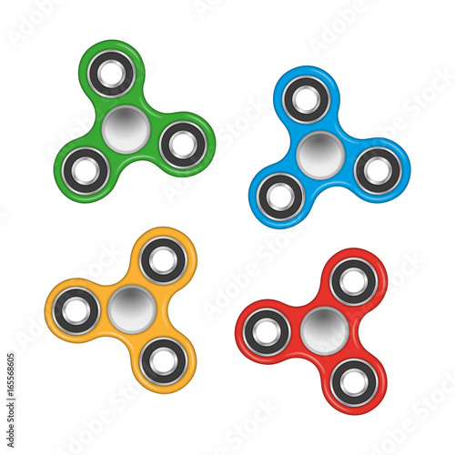 Set of four colorful 3D spinners