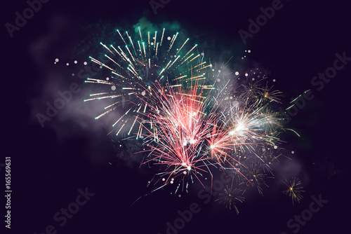 Abstract background. Fireworks circle blur. Colorful in celebration