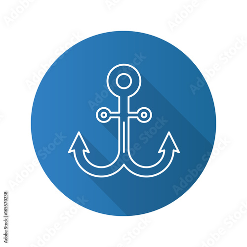 Anchor flat linear long shadow icon