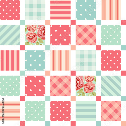 Cute seamless vintage pattern as patchwork in shabby chic style ideal for kitchen textile or bed linen fabrics