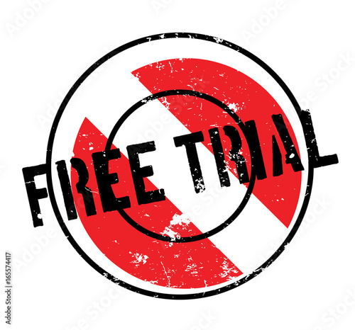Free Trial rubber stamp. Grunge design with dust scratches. Effects can be easily removed for a clean, crisp look. Color is easily changed.