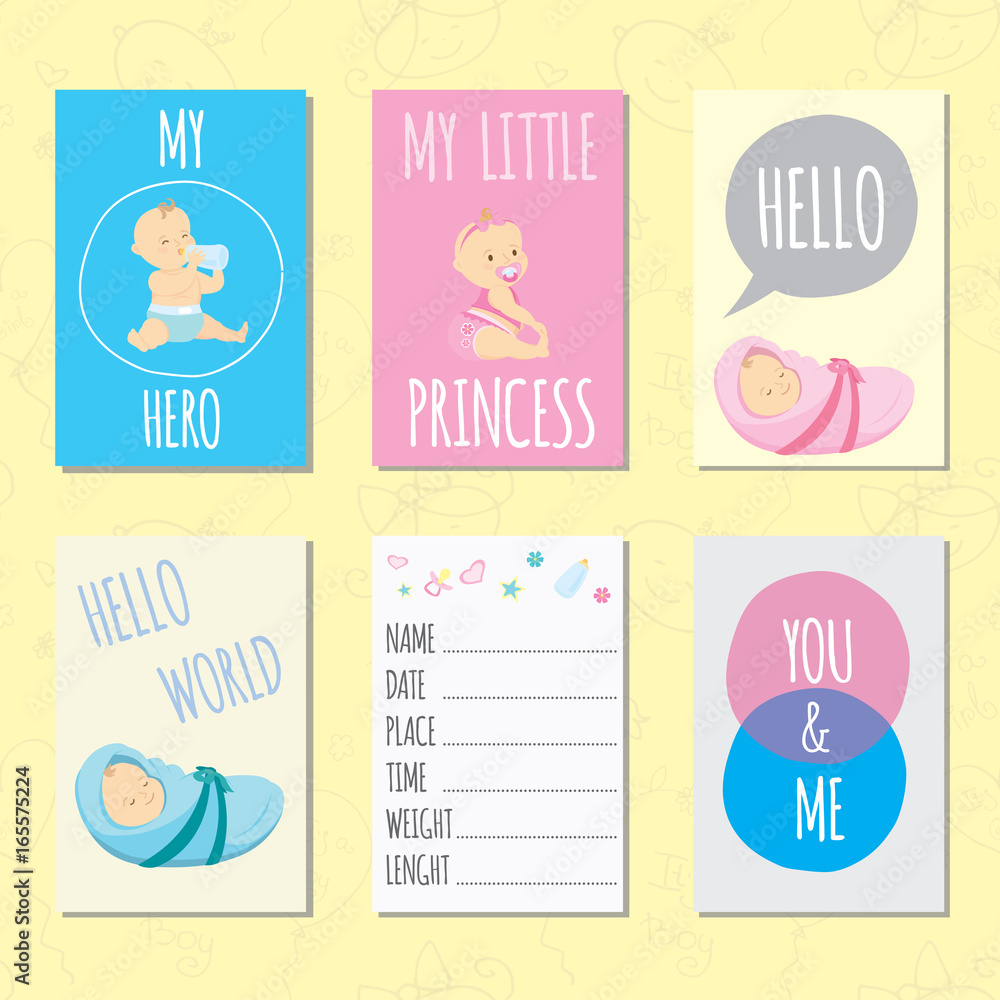 Set of journaling cards for newborn baby. Set of journaling cards for newborn baby.