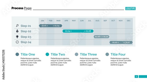 Four Steps Calendar Diagram Slide Template