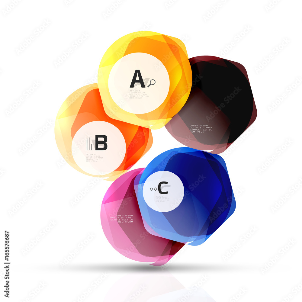 Shiny hexagons with infographics options Shiny hexagons with infographics options