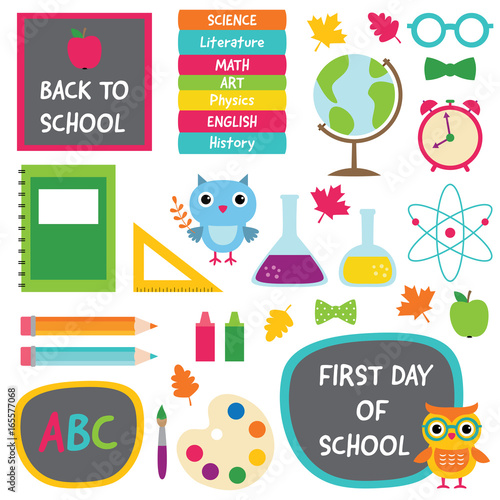 Back to school isolated design elements set