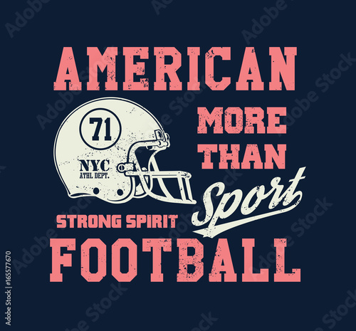 Football Helmet Stylized. Hand drawn Illustration with typo for t shirt and other uses. Vector illustration.