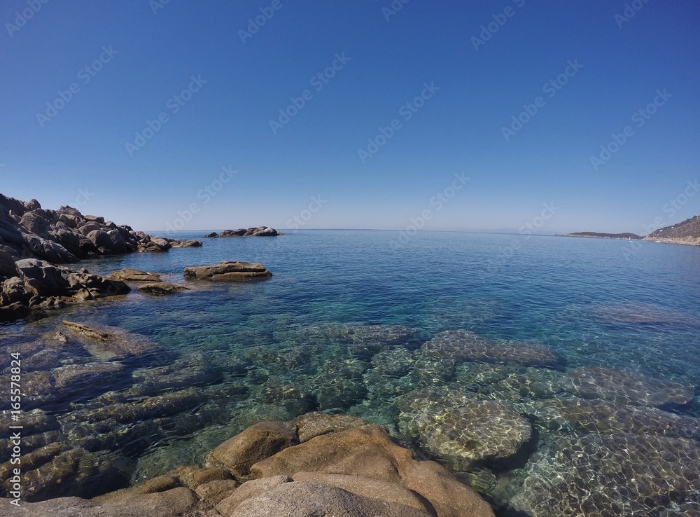Cavoli rocks and bay, Punta Fetovaia in the background. Elba island, Italy