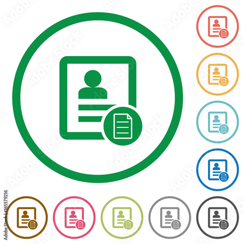 Contact properties flat icons with outlines