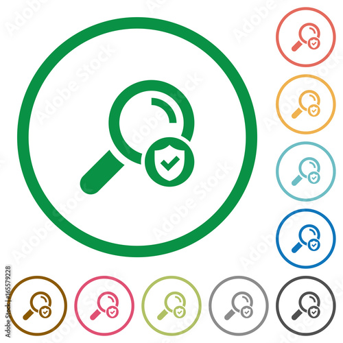 Safe search flat icons with outlines