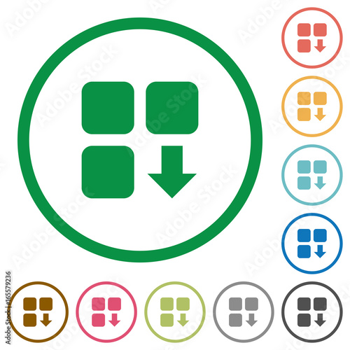 Move down component flat icons with outlines