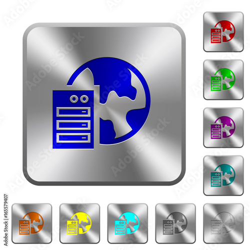 Web hosting rounded square steel buttons