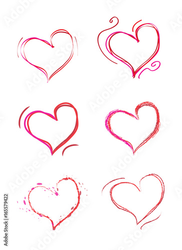 Set of hand draw hearts