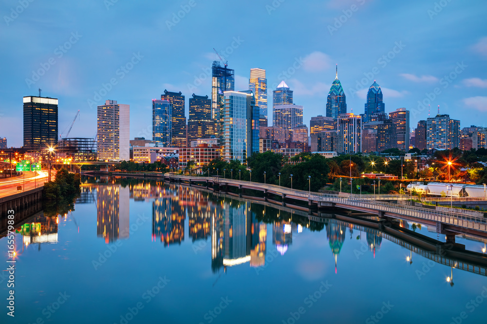 Obraz premium Philadelphia skyline at night