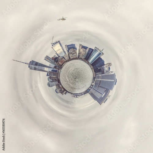 Manhattan skyline shown as tiny planet edition