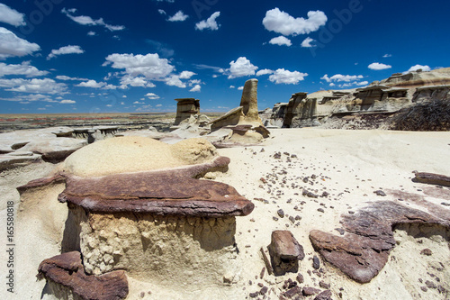 hoodoos or rock formations in a washed out rock desert in the wilderness of northern New Mexico photo