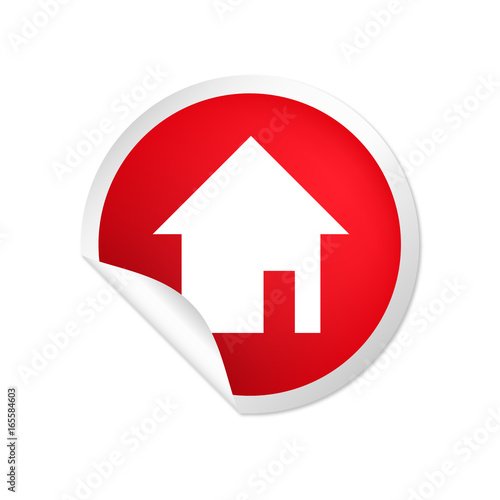 runder Sticker rot Haus