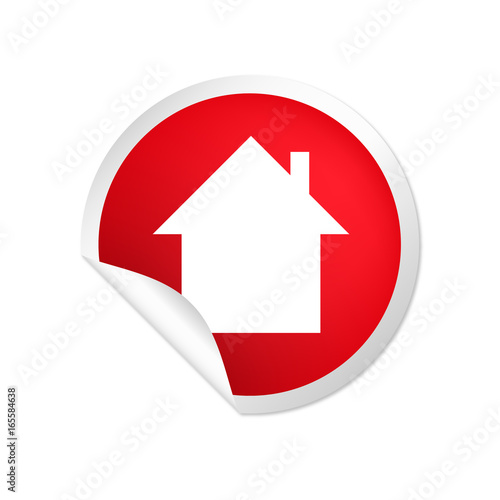 runder Sticker rot Haus mit Schornstein