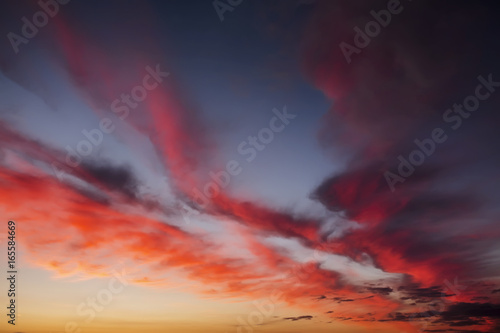 Fiery  orange and red colors sunset sky. Beautiful background