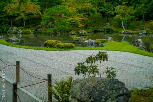 KYOTO, JAPAN - JULY 05, 2017: Zen Garden of Tenryu-ji, Heavenly Dragon Temple. In Kyoto, Japan photo
