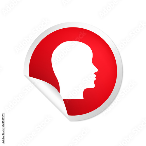 runder Sticker rot Gesicht im Profil