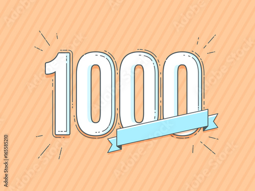 number 1000 with empty blank banner vector illustration