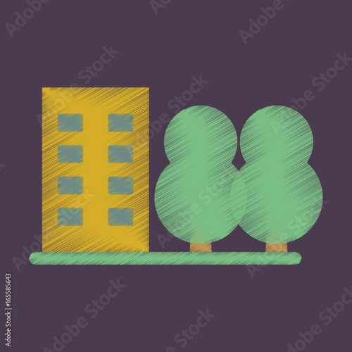 Flat Icon in Shading Style multi-storey building