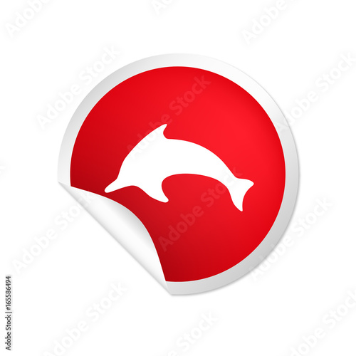 runder Sticker rot Delfin