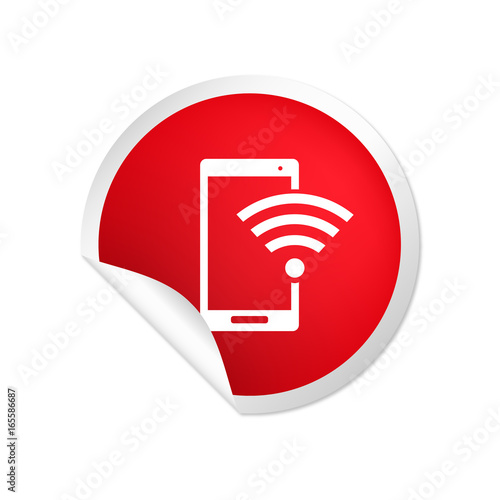 runder Sticker rot Smartphone WLAN