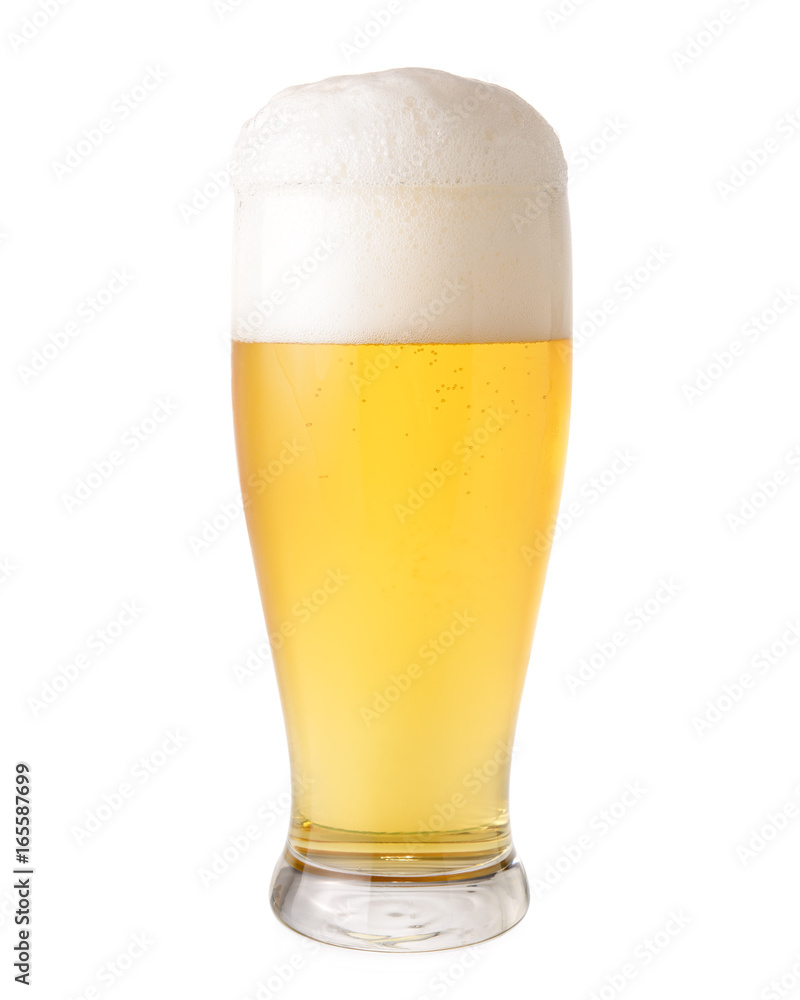 Cold beer in glass isolated on white background. Cold beer in glass isolated on white background.