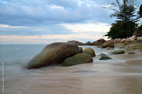 View of a beach under long exposure