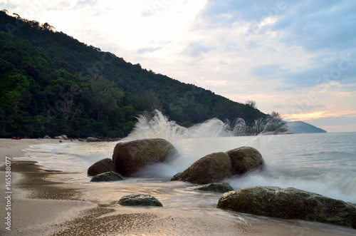 Image of a beach under long exposure