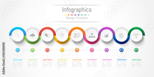 Infographic design elements for your business with 9 options, parts, steps or processes, Vector Illustration.