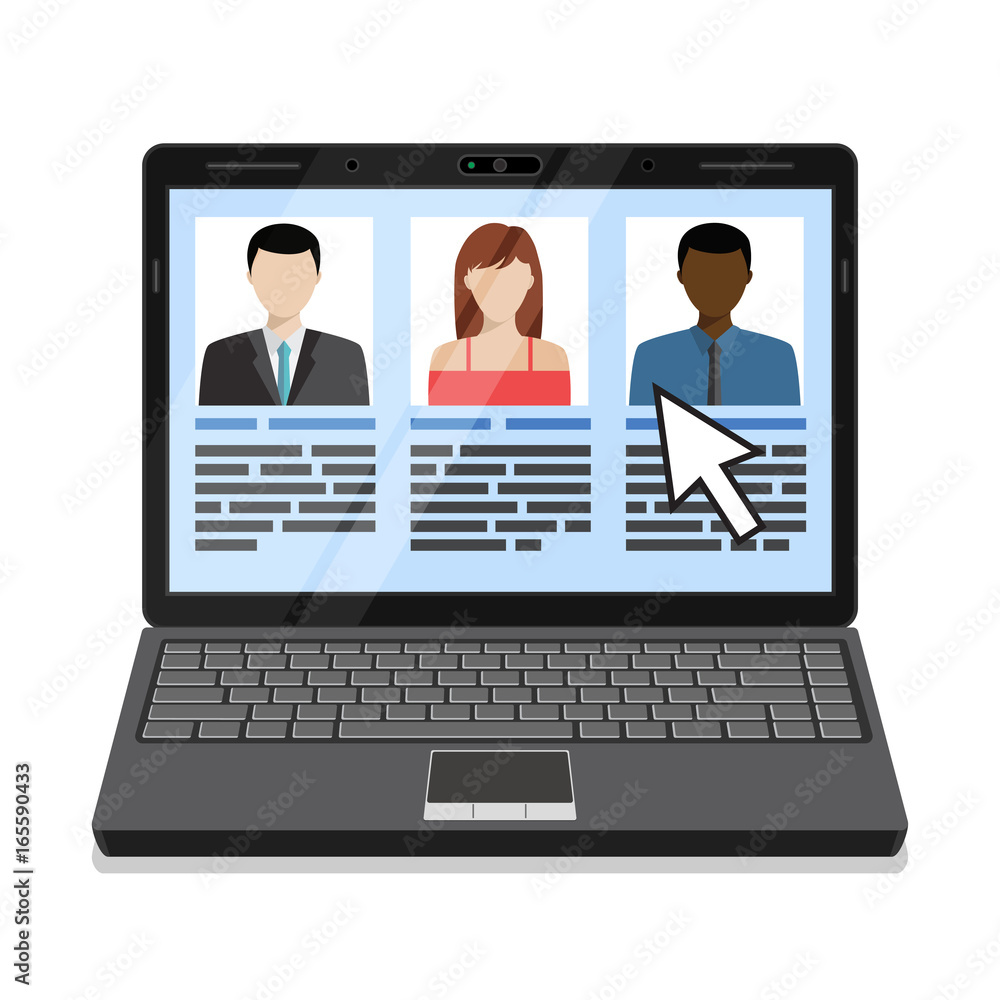 Laptop with candidates list. Laptop with candidates list.