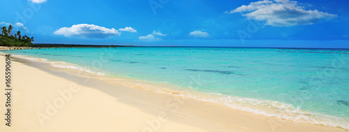 Caribbean sea and white sand beach.