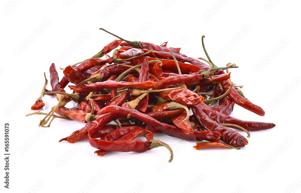 Fototapeta premium Dried red chili or chilli cayenne pepper isolated on white background cutout