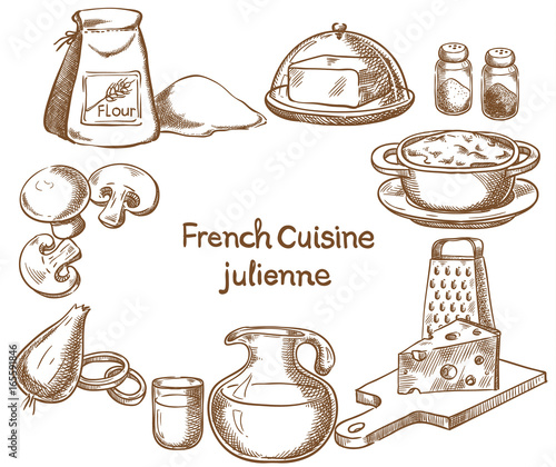  French cuisine, julienne, ingredients of the food