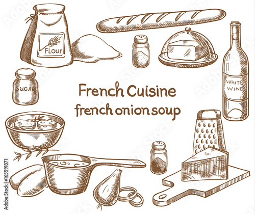  French onion soup, ingredients of the food